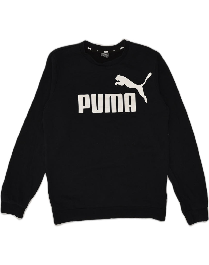 PUMA Boys Graphic Sweatshirt Jumper 13-14 Years Navy Blue Cotton | Vintage Puma | Thrift | Second-Hand Puma | Used Clothing | Messina Hembry 