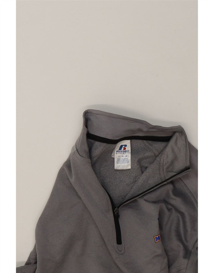 RUSSELL ATHLETIC Mens Zip Neck Sweatshirt Jumper Large Grey Polyester Vintage Russell Athletic and Second-Hand Russell Athletic from Messina Hembry 