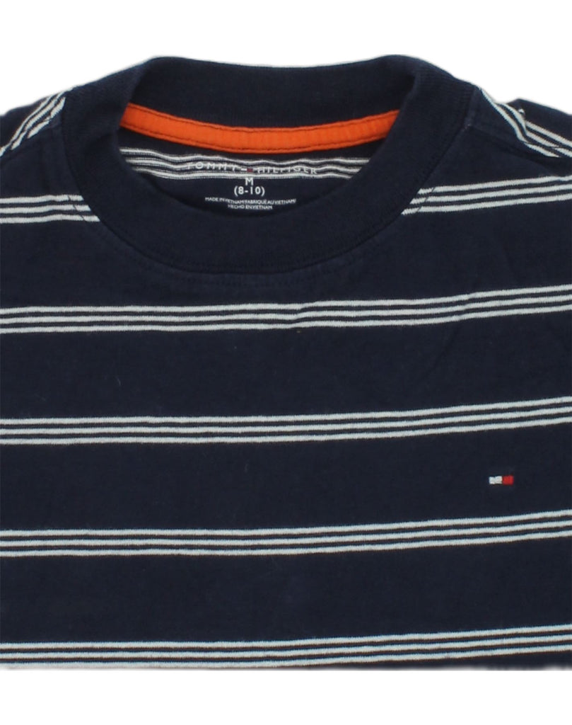 TOMMY HILFIGER Boys T-Shirt Top 8-9 Years Medium Navy Blue Striped Cotton | Vintage Tommy Hilfiger | Thrift | Second-Hand Tommy Hilfiger | Used Clothing | Messina Hembry 