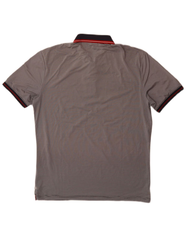 Calvin Klein Mens Polo Shirt Medium Grey Pinstripe Polyester