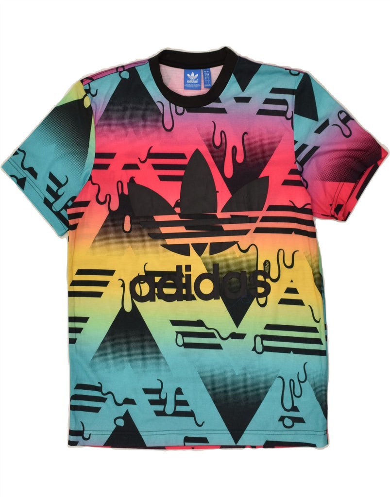 ADIDAS Mens Graphic T-Shirt Top Small Multicoloured Colourblock Polyester | Vintage Adidas | Thrift | Second-Hand Adidas | Used Clothing | Messina Hembry 