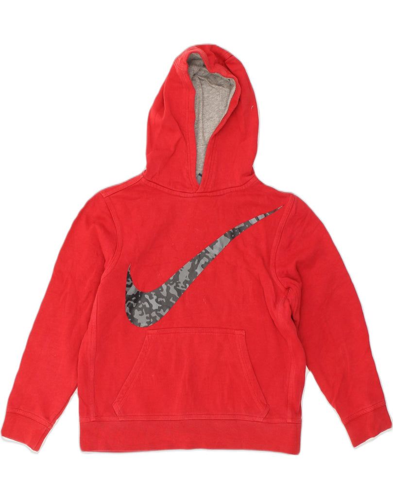 NIKE Boys Graphic Hoodie Jumper 10-11 Years Medium Red | Vintage Nike | Thrift | Second-Hand Nike | Used Clothing | Messina Hembry 