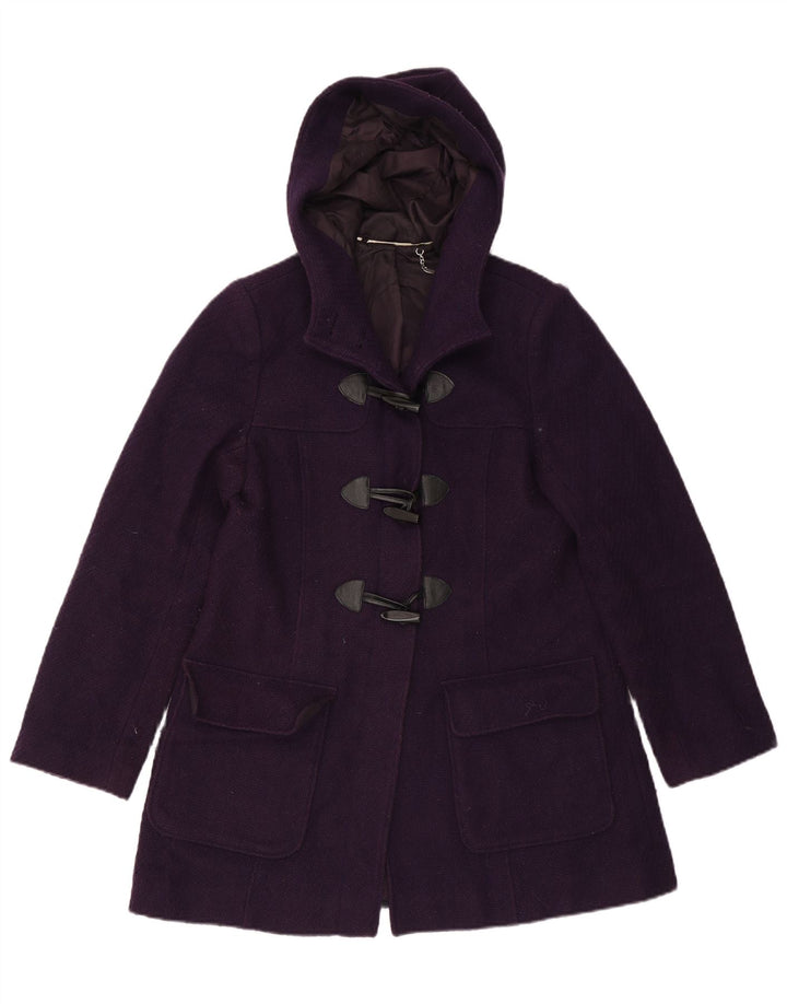 Laura Ashley Womens Hooded Duffle Coat UK 14 Medium Purple Wool