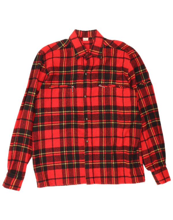 Vintage Mens Flannel Shirt Small Red Check Wool