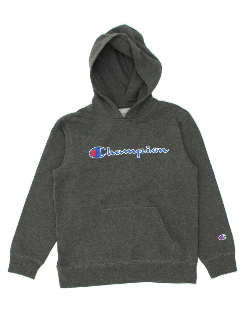 CHAMPION Boys Graphic Hoodie Jumper 14-15 Years Medium Grey Cotton | Vintage Champion | Thrift | Second-Hand Champion | Used Clothing | Messina Hembry 