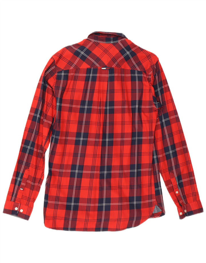 Tommy Hilfiger Mens Regular Fit Shirt Medium Red Check Cotton