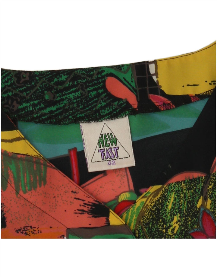 NEW FAST Womens Abstract Pattern Blouse Top EU 42 Large Black Polyester