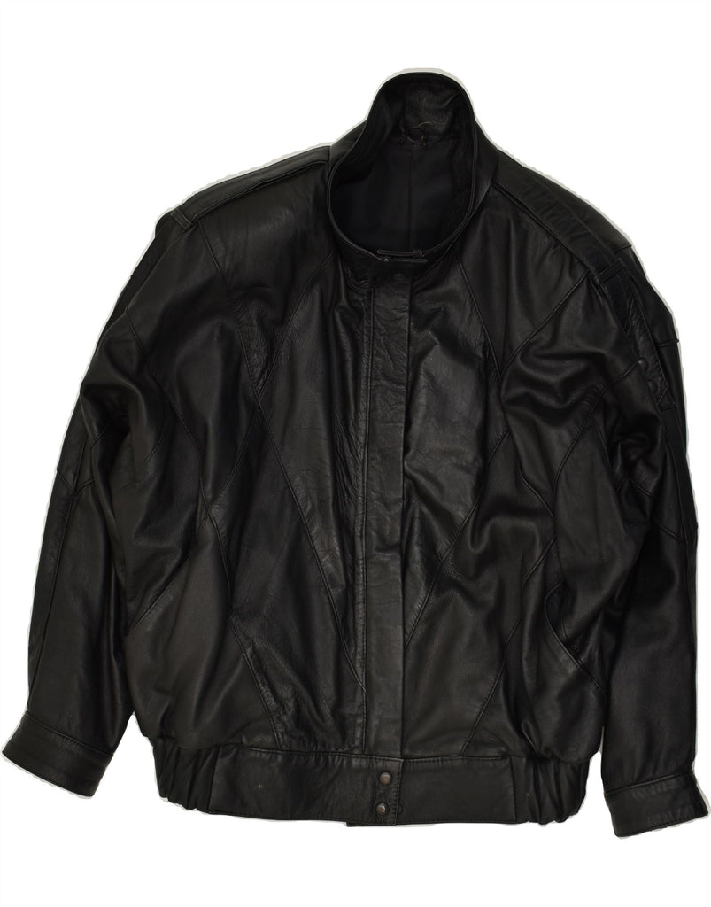 VINTAGE Womens Leather Jacket UK 20 2XL Black | Vintage Vintage | Thrift | Second-Hand Vintage | Used Clothing | Messina Hembry 