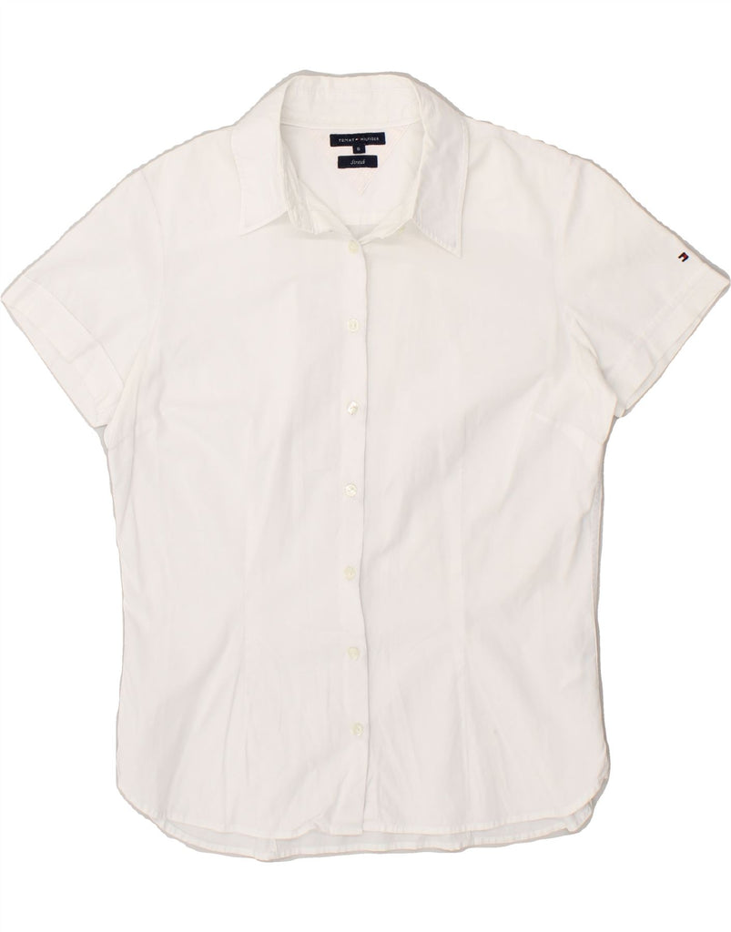 TOMMY HILFIGER Womens Short Sleeve Shirt US 6 Medium White Cotton Vintage Tommy Hilfiger and Second-Hand Tommy Hilfiger from Messina Hembry 