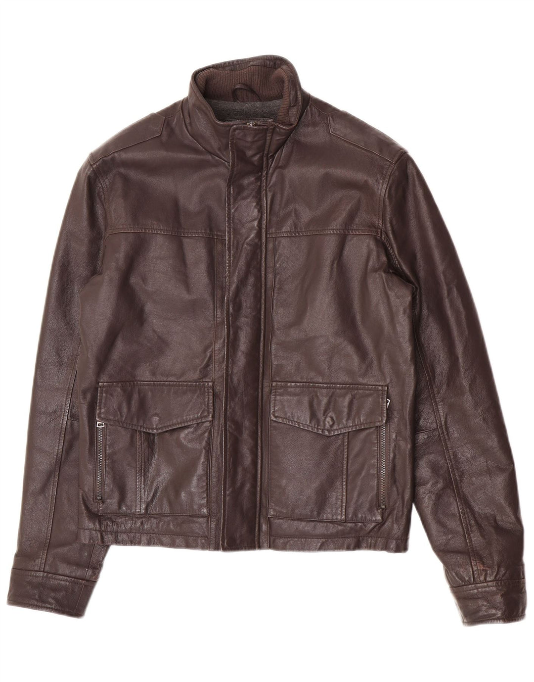 Conbipel Mens Leather Jacket IT 48 Medium Brown Leather