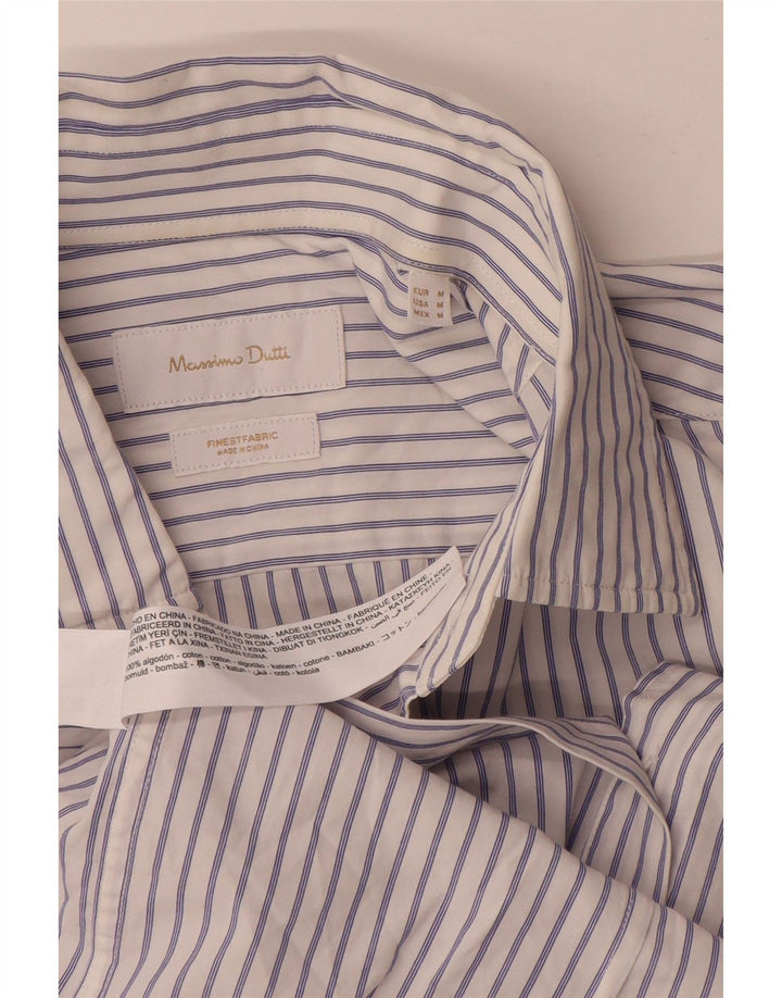 Massimo Dutti Mens Shirt Medium White Pinstripe Cotton