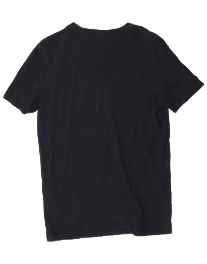 Jack & Jones Mens Graphic T-Shirt Top Medium Navy Blue Cotton