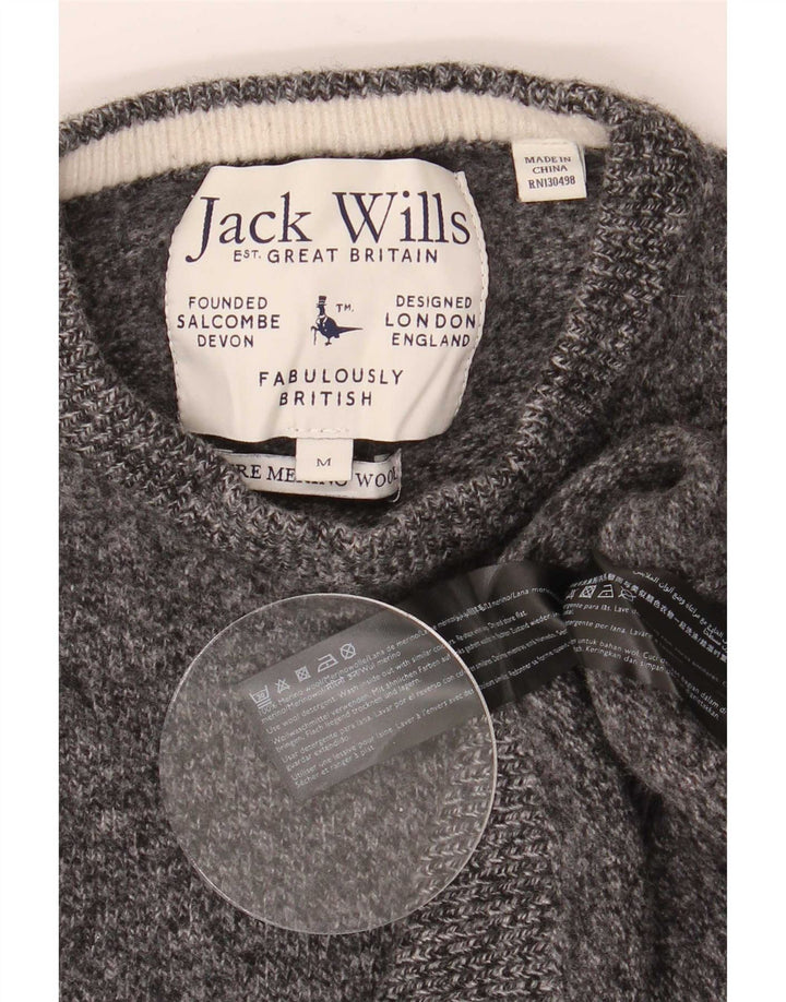 Jack Wills Womens Crew Neck Jumper Sweater UK 12 Medium Grey Flecked