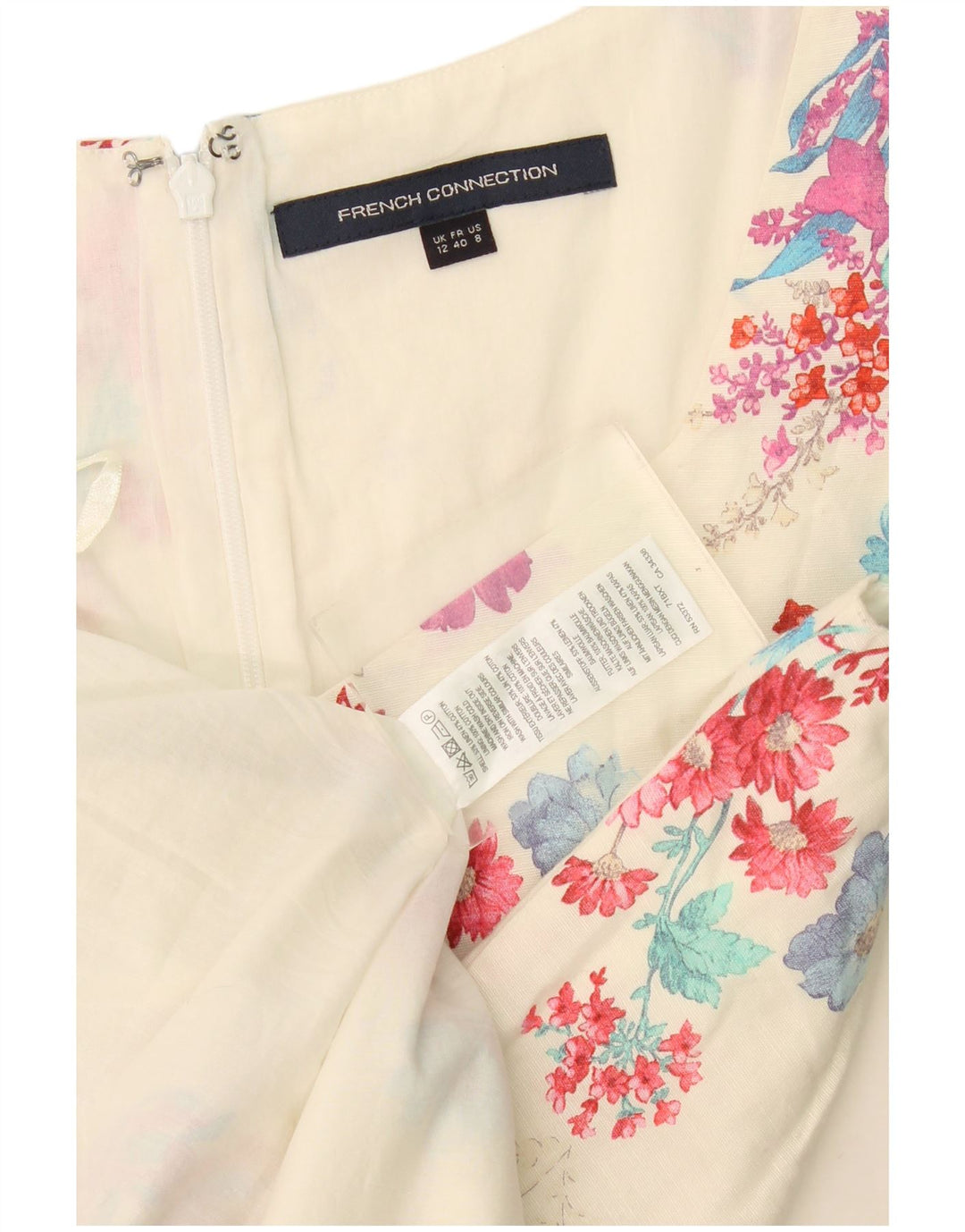 French Connection Womens A-Line Dress UK 12 Medium Off White Floral