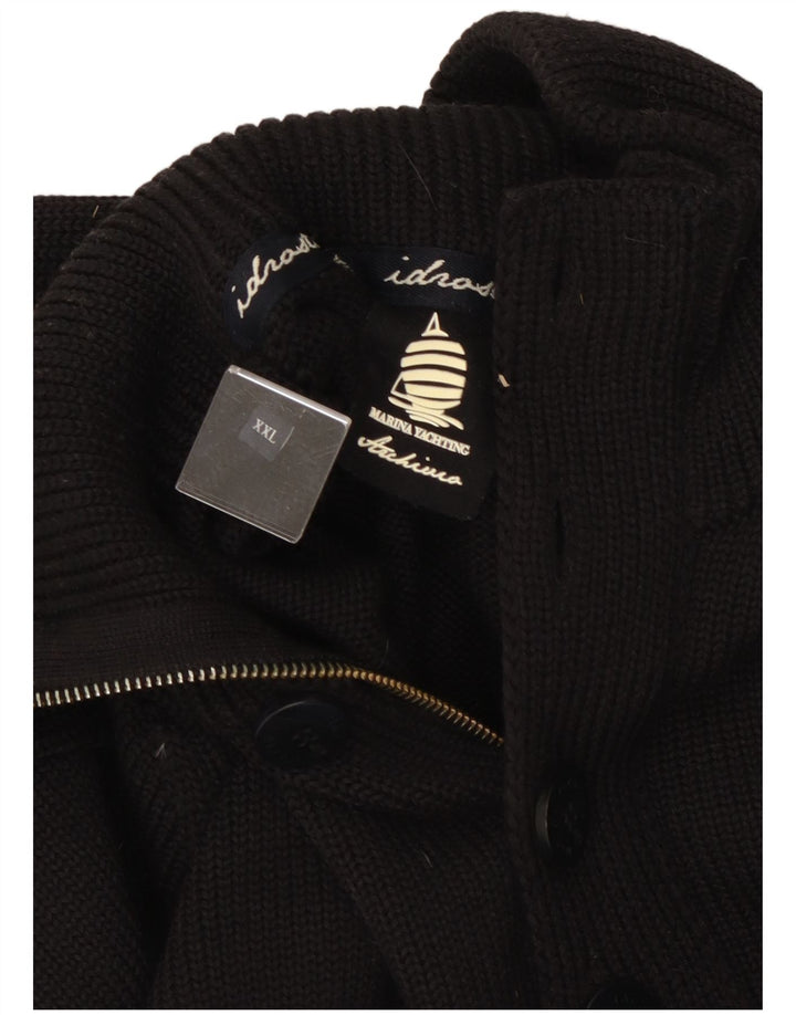 Marina Yachting Mens Button Neck Jumper Sweater 2XL Black Wool