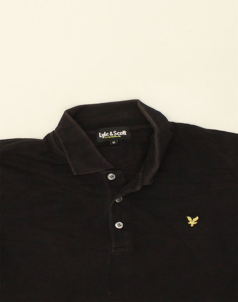 LYLE & SCOTT Mens Polo Shirt Medium Black Cotton | Vintage Lyle & Scott | Thrift | Second-Hand Lyle & Scott | Used Clothing | Messina Hembry 