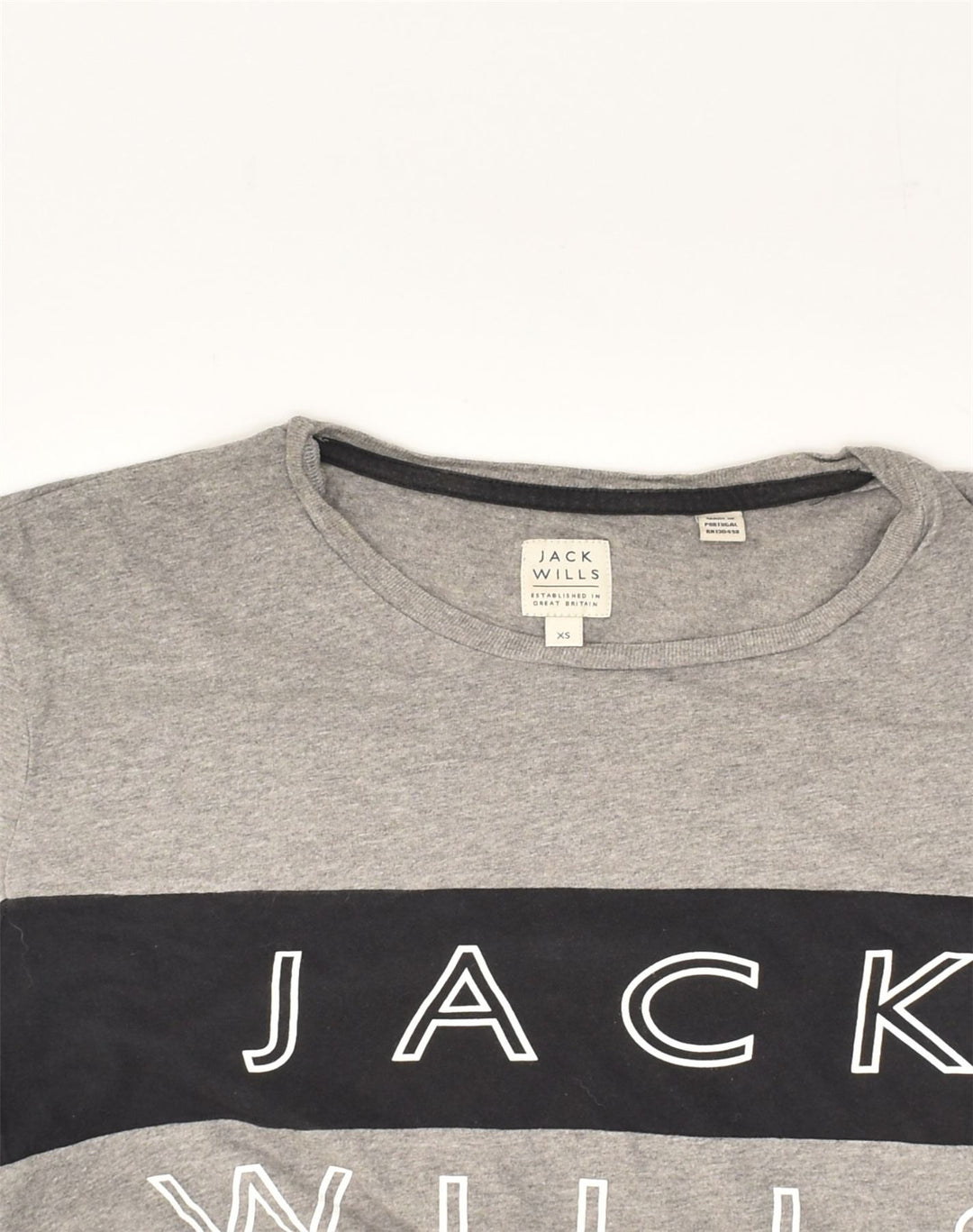 JACK WILLS Mens Graphic T-Shirt Top XS Grey Colourblock Cotton | Vintage Jack Wills | Thrift | Second-Hand Jack Wills | Used Clothing | Messina Hembry 
