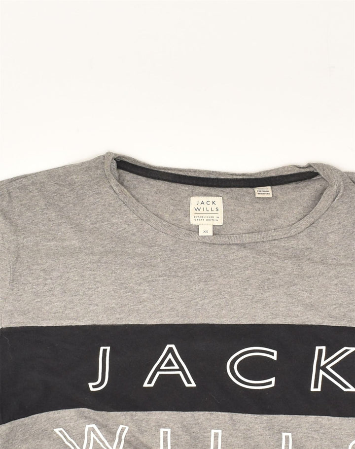 JACK WILLS Mens Graphic T-Shirt Top XS Grey Colourblock Cotton | Vintage Jack Wills | Thrift | Second-Hand Jack Wills | Used Clothing | Messina Hembry 