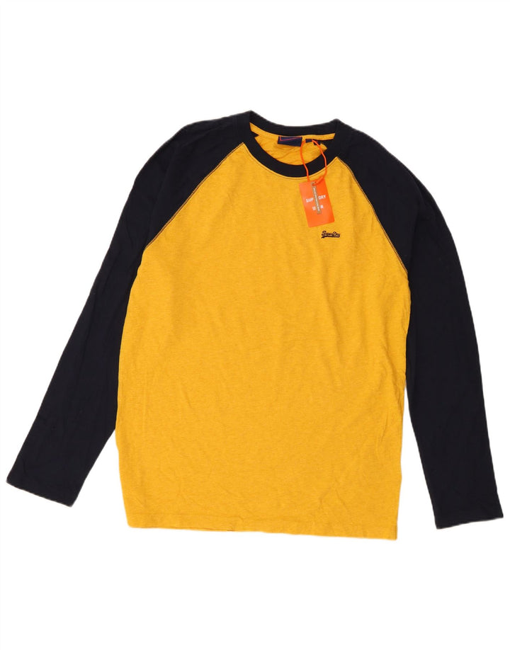 Superdry Mens Top Long Sleeve Medium Yellow Colourblock Cotton