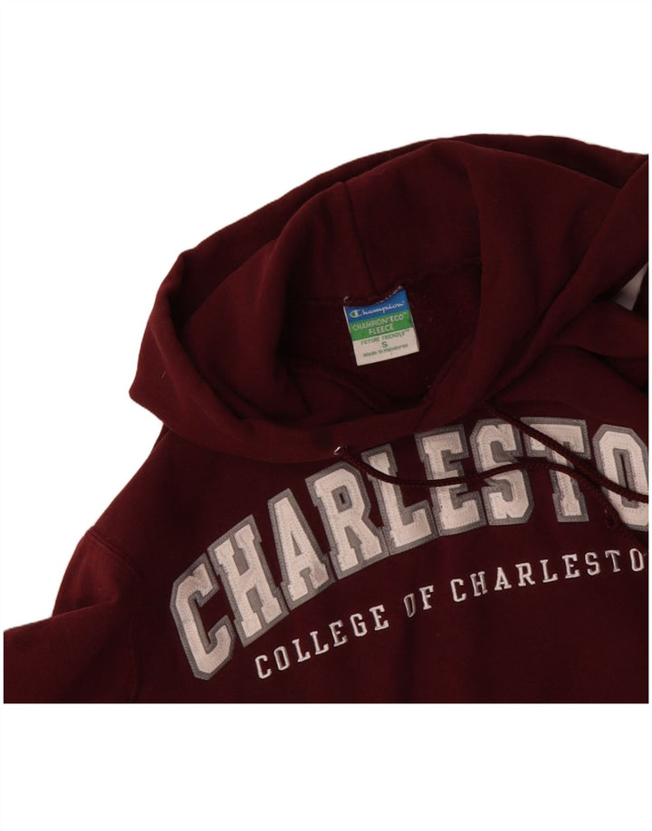 CHAMPION Mens Charleston Graphic Hoodie Jumper Small Burgundy Cotton