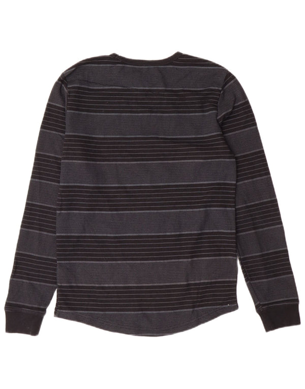 Volcom Boys Top Long Sleeve 11-12 Years Large Grey Striped Polyester