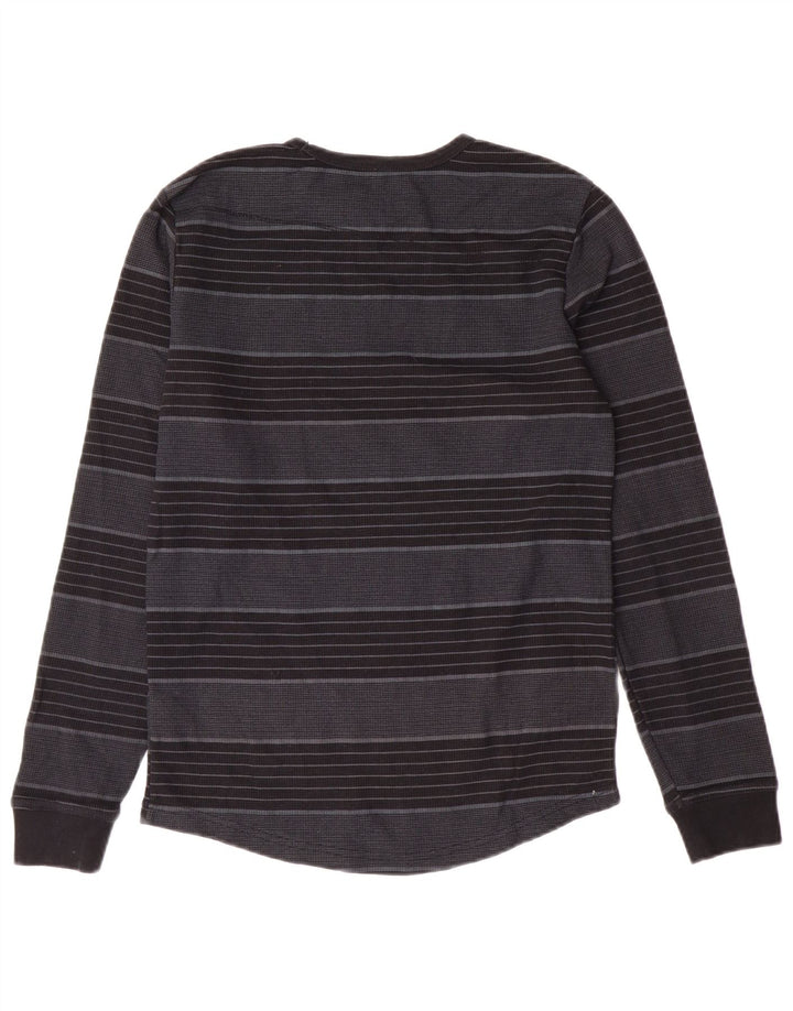 Volcom Boys Top Long Sleeve 11-12 Years Large Grey Striped Polyester