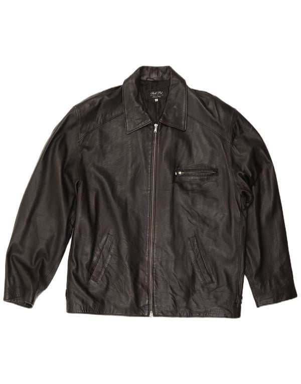Vintage Mens Leather Jacket UK 44 2XL Black Leather