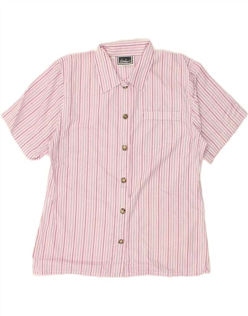 LUISA SPAGNOLI Womens Short Sleeve Shirt EU 42 Large Pink Striped | Vintage Luisa Spagnoli | Thrift | Second-Hand Luisa Spagnoli | Used Clothing | Messina Hembry 