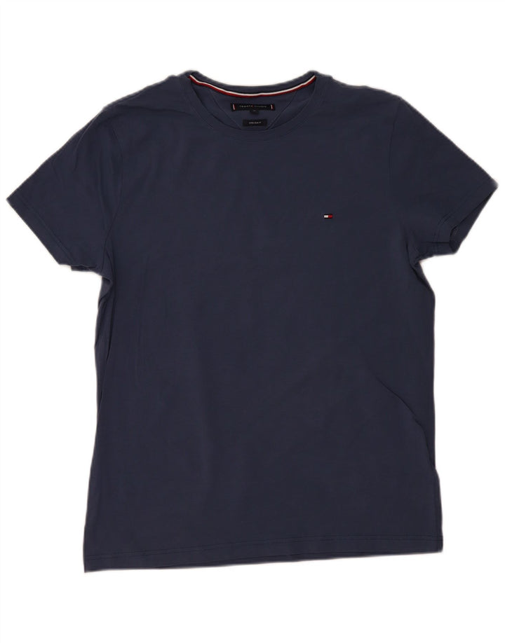 TOMMY HILFIGER Mens Extra Slim T-Shirt Top XL Navy Blue Cotton