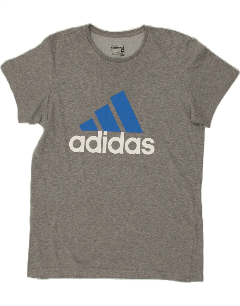 ADIDAS Mens Climalite Graphic T-Shirt Top Large Grey Vintage Adidas and Second-Hand Adidas from Messina Hembry 