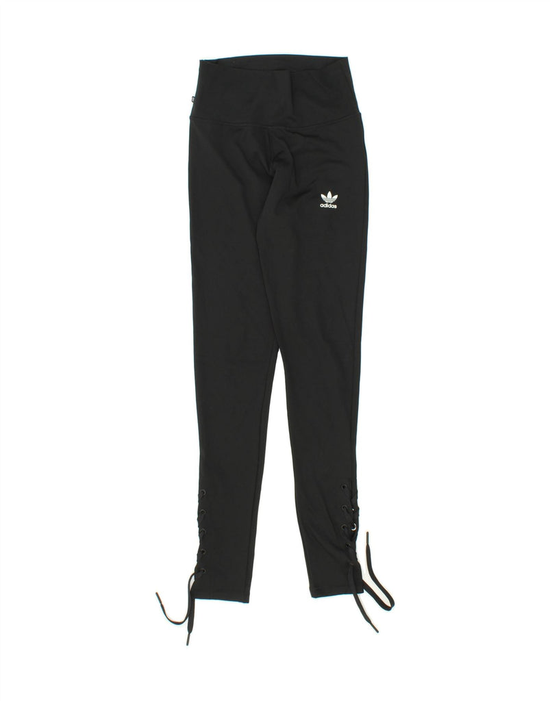 ADIDAS Womens High Waist Leggings UK 8 Small Black Polyester Vintage Adidas and Second-Hand Adidas from Messina Hembry 