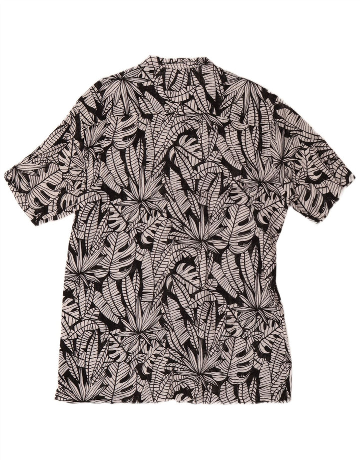 PIAZZA ITALIA Mens Short Sleeve Shirt Large Black Floral