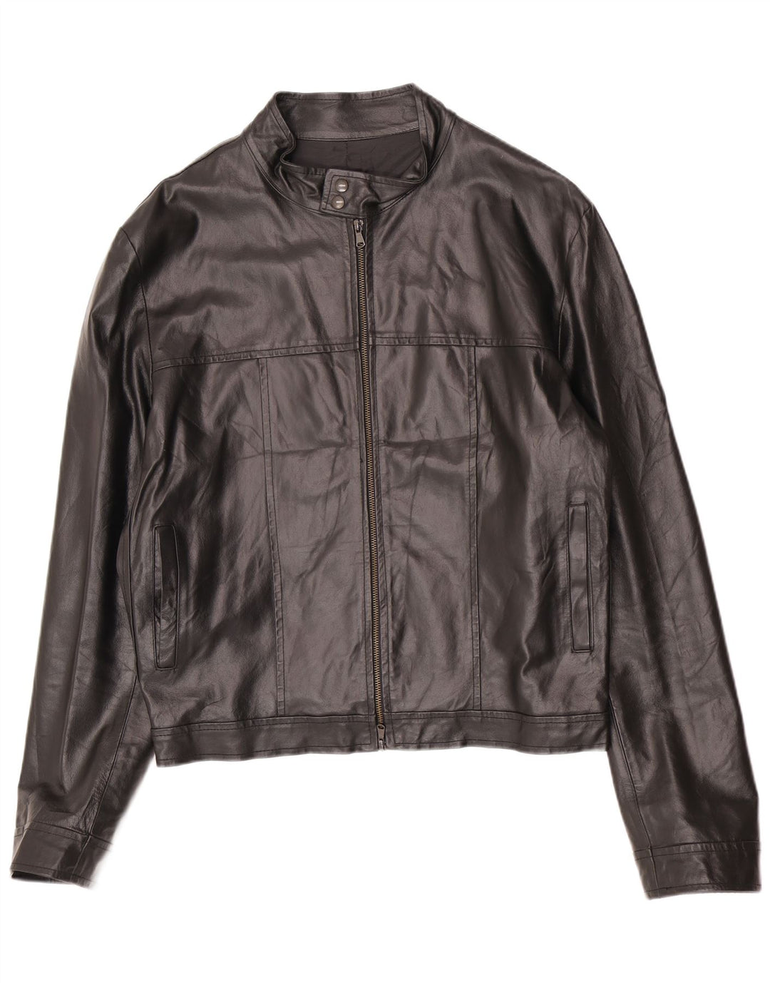 Imperial Mens Leather Bomber Jacket UK 40 Large Black