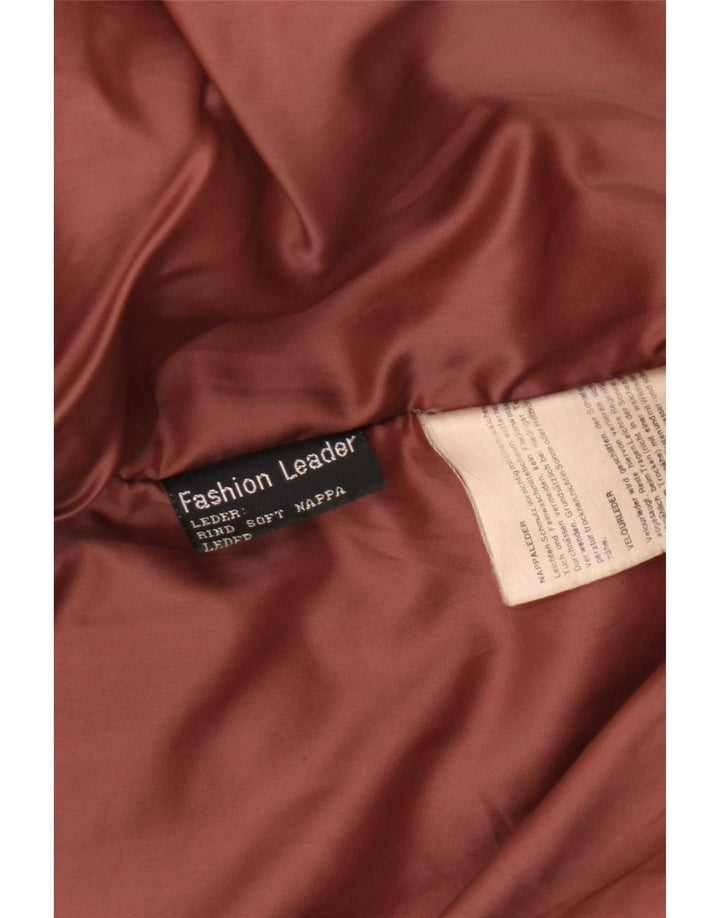 Fashion Leader Womens Leather Jacket UK 16 Large Brown Leather