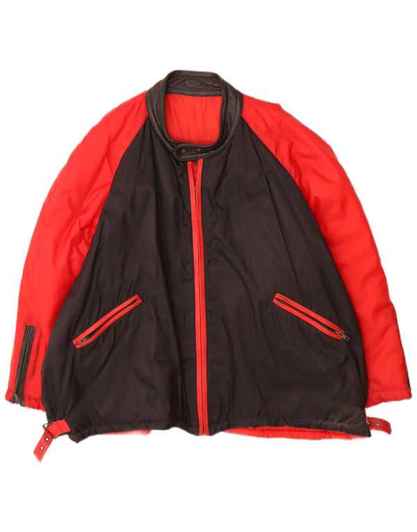 Vintage Mens Bomber Jacket UK 42 XL Red Colourblock Polyamide