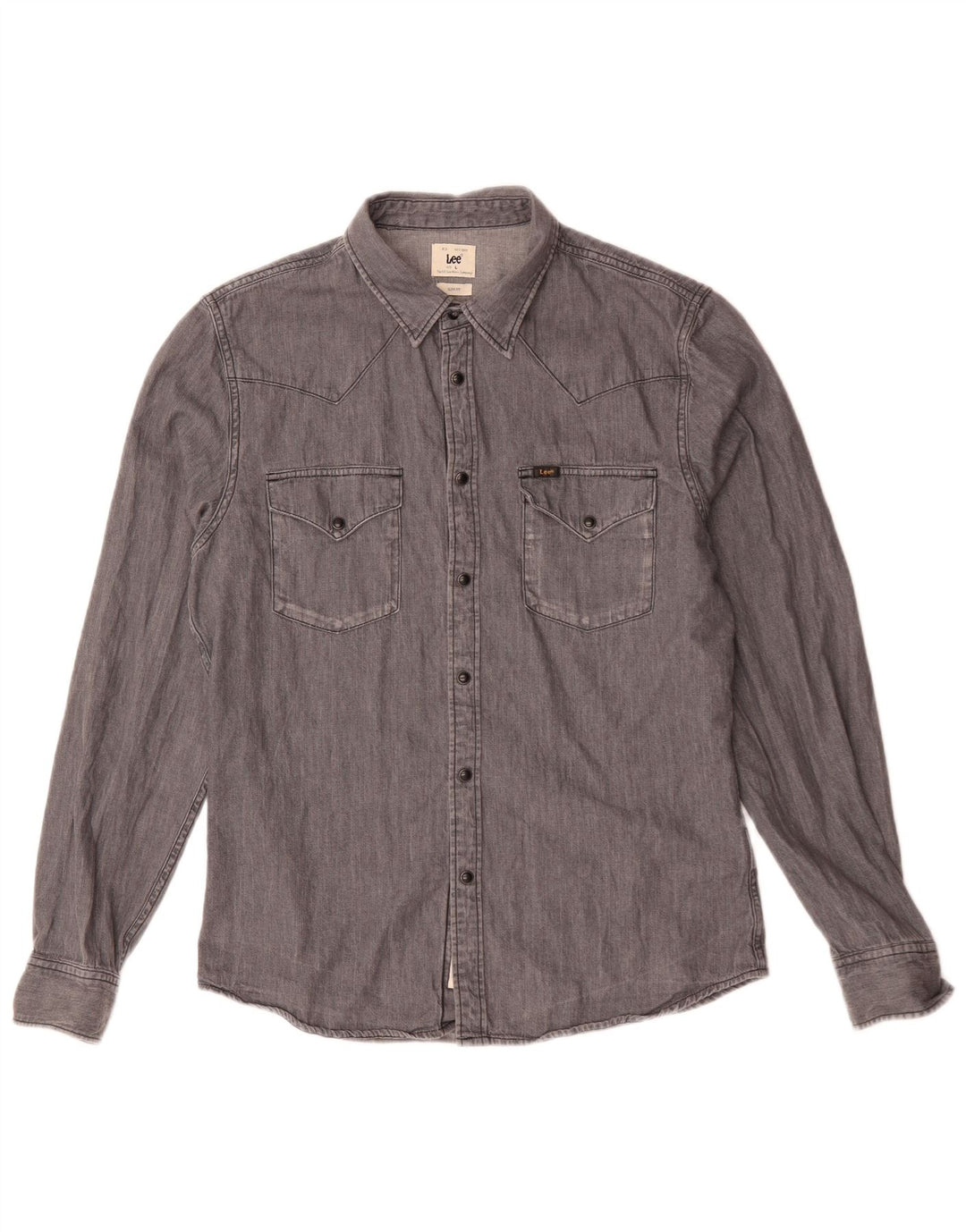 Lee Mens Slim Fit Denim Shirt Large Grey Cotton