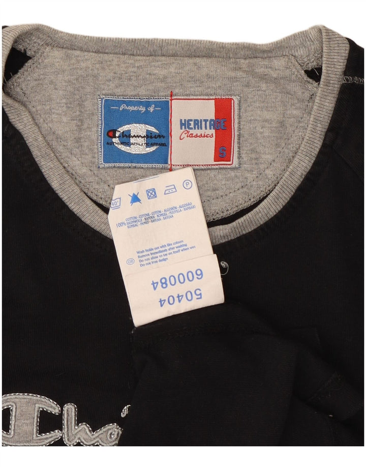 Champion Womens Heritage Classics Graphic T-Shirt Top UK 10 Small Black