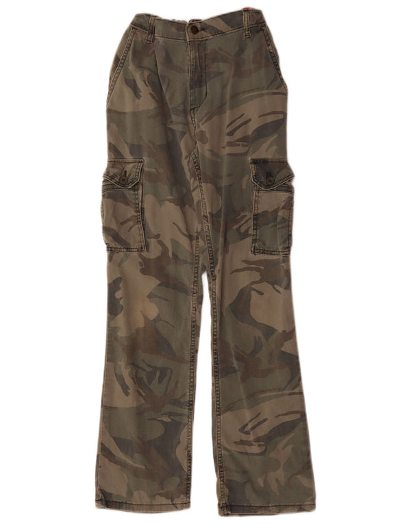 Wrangler Boys Straight Cargo Trousers 11-12 Years W22 L27 Khaki Camouflage