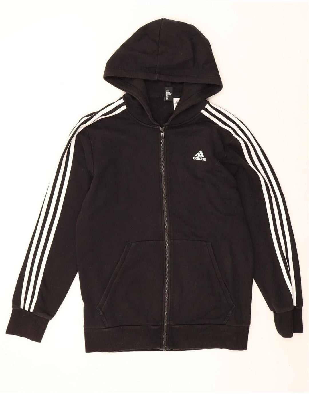 Adidas Mens Zip Hoodie Sweater Large Black Cotton