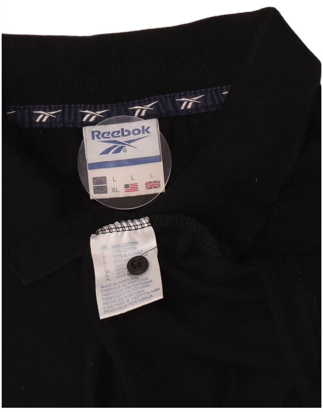 Reebok Mens Polo Shirt Large Black Cotton