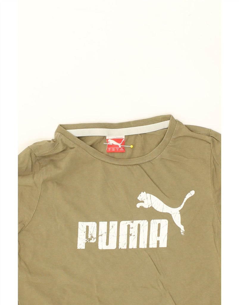 PUMA Boys Graphic T-Shirt Top 7-8 Years Small Khaki Cotton | Vintage Puma | Thrift | Second-Hand Puma | Used Clothing | Messina Hembry 