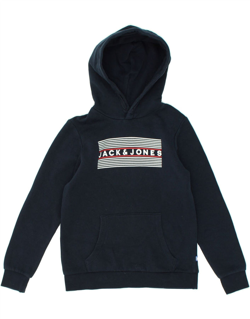 JACK & JONES Boys Graphic Hoodie Jumper 11-12 Years Navy Blue | Vintage Jack & Jones | Thrift | Second-Hand Jack & Jones | Used Clothing | Messina Hembry 