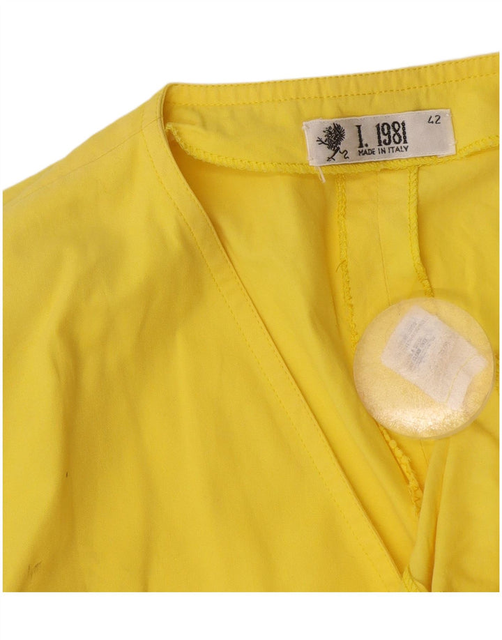 Vintage Womens Short Sleeve Cardigan Top IT 42 Medium Yellow Cotton