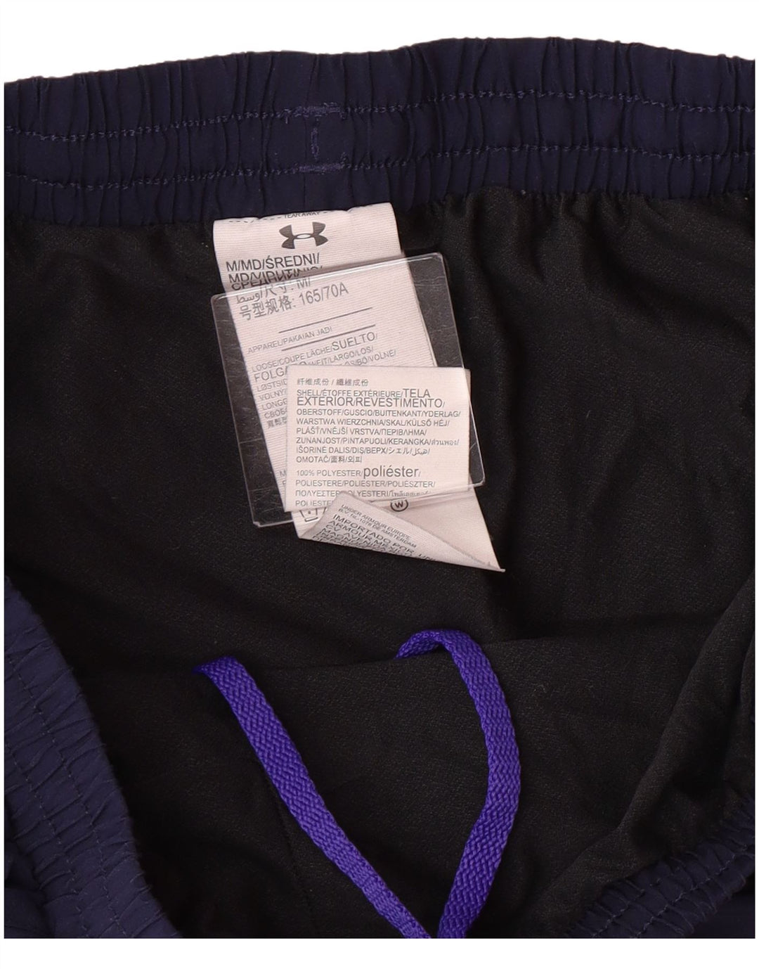 UNDER ARMOUR Womens Sport Shorts UK 12 Medium  Navy Blue Colourblock