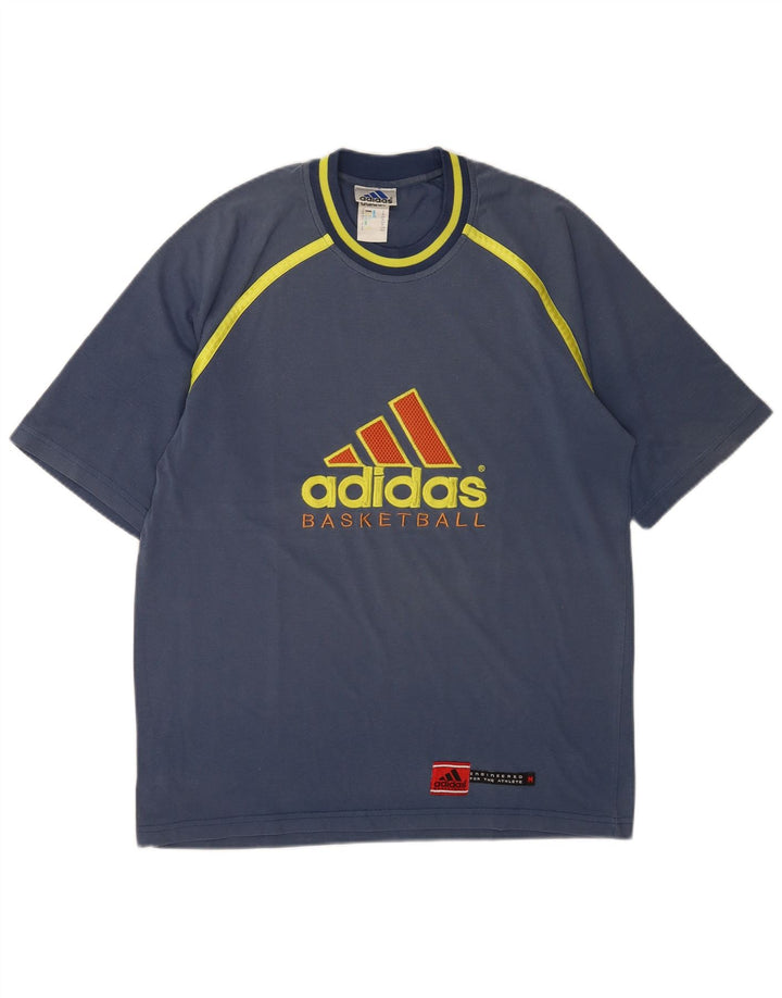Adidas Mens Graphic T-Shirt Top Medium Navy Blue Cotton