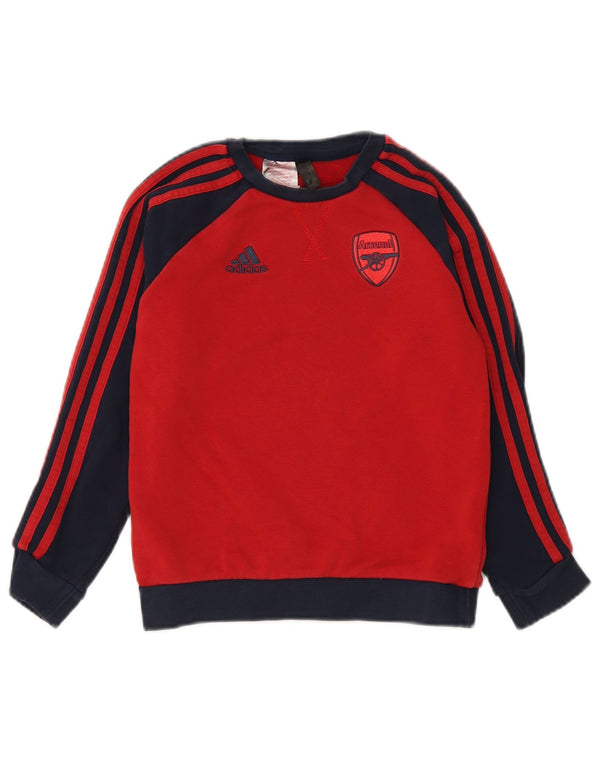 Adidas Boys Arsenal Graphic Sweatshirt Jumper 9-10 Years Red Colourblock
