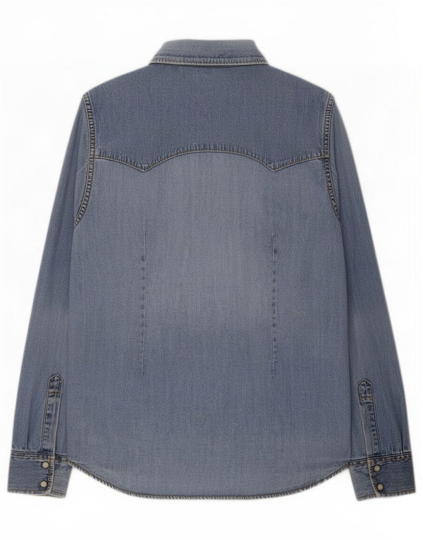 Lee Womens Denim Shirt UK 16 Large Blue Cotton