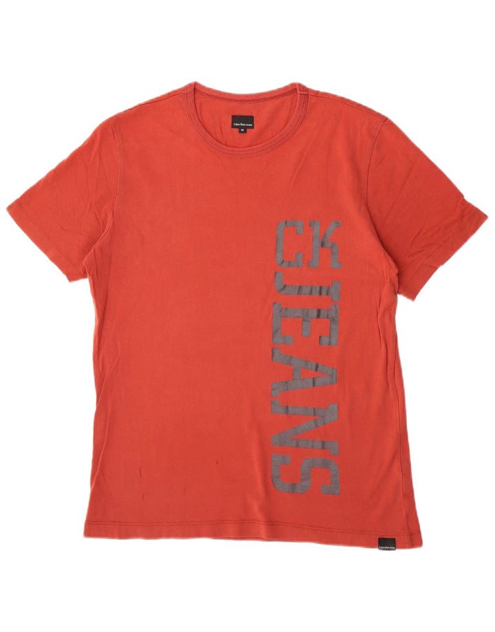 Calvin Klein Jeans Mens Graphic T-Shirt Top Medium Red Cotton