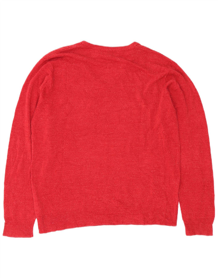 Marks & Spencer Mens V-Neck Jumper Sweater Large Red Acrylic