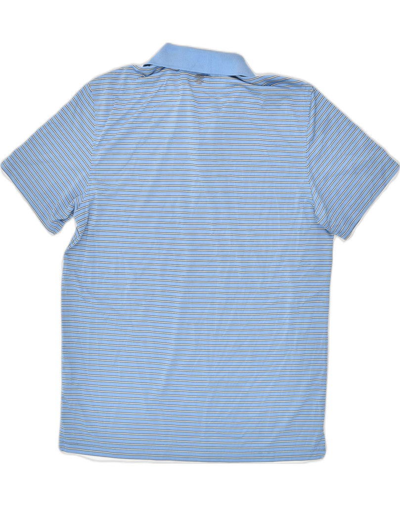 IZOD Mens Polo Shirt Medium Blue Striped Polyester | Vintage Izod | Thrift | Second-Hand Izod | Used Clothing | Messina Hembry 